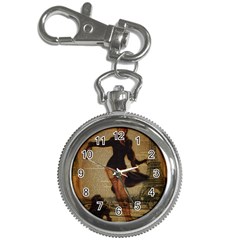 Paris Lady And French Poodle Vintage Newspaper Print Sexy Hot Gil Elvgren Pin Up Girl Paris Eiffel T Key Chain & Watch by chicelegantboutique