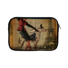 Paris Girl And Great Dane Vintage Newspaper Print Sexy Hot Gil Elvgren Pin Up Girl Paris Eiffel Towe Apple Ipad Mini Zipper Case by chicelegantboutique