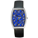 Foolish Movements Blue Tonneau Leather Watch Front