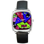 Modern Art Square Leather Watch Front