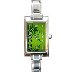 Leaf Rectangular Italian Charm Watch by Siebenhuehner