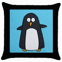 Hello Penguin Black Throw Pillow Case by PaolAllen