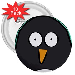 Penguin Close Up 3  Button (10 Pack) by PaolAllen