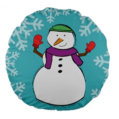 Snowman 18  Premium Round Cushion  by PaolAllen