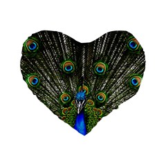 Peacock 16  Premium Heart Shape Cushion  by Siebenhuehner