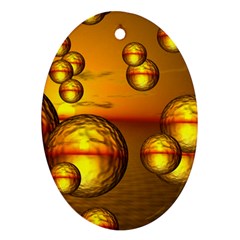 Sunset Bubbles Oval Ornament (two Sides) by Siebenhuehner