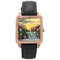 Brentons Waterfall - Ave Hurley - Artrave - Rose Gold Leather Watch  by ArtRave2