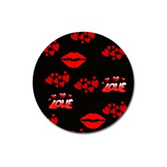 Love Red Hearts Love Flowers Art Magnet 3  (round) by Colorfulart23