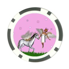 Unicorn And Fairy In A Grass Field And Sparkles Poker Chip by goldenjackal