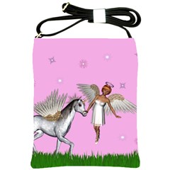 Fairy In A Grass Field And Sparkles Shoulder Sling Bag by goldenjackal