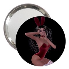 Miss Bunny In Red Lingerie 3  Handbag Mirror by goldenjackal