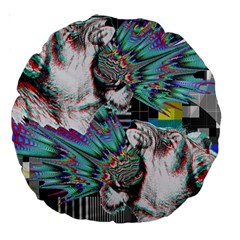 Lioness Glitch 18  Premium Round Cushion  by Contest1831200