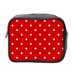 White Stars On Red Mini Travel Toiletry Bag (two Sides) by StuffOrSomething