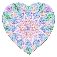 Soft Rainbow Star Mandala Jigsaw Puzzle (heart) by Zandiepants