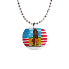 Big Foot,bison U,s,a, Flag Button Necklace by creationtruth