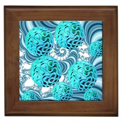 Teal Sea Forest, Abstract Underwater Ocean Framed Ceramic Tile by DianeClancy