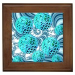 Teal Sea Forest, Abstract Underwater Ocean Framed Ceramic Tile Front