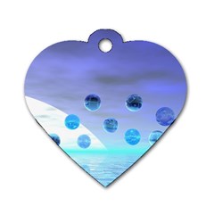 Moonlight Wonder, Abstract Journey To The Unknown Dog Tag Heart (one Sided)  by DianeClancy