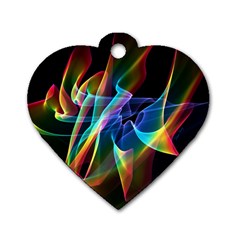 Aurora Ribbons, Abstract Rainbow Veils  Dog Tag Heart (one Sided)  by DianeClancy