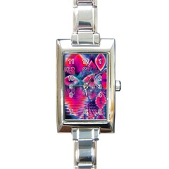 Cosmic Heart Of Fire, Abstract Crystal Palace Rectangular Italian Charm Watch by DianeClancy