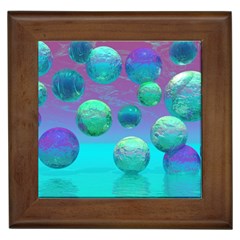 Ocean Dreams, Abstract Aqua Violet Ocean Fantasy Framed Ceramic Tile by DianeClancy