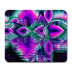  Teal Violet Crystal Palace, Abstract Cosmic Heart Large Mouse Pad (rectangle) by DianeClancy