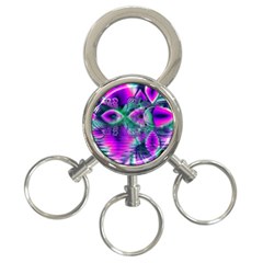  Teal Violet Crystal Palace, Abstract Cosmic Heart 3-ring Key Chain by DianeClancy