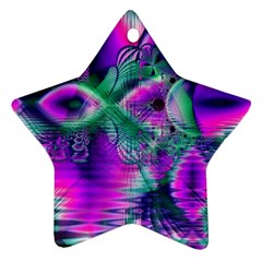  Teal Violet Crystal Palace, Abstract Cosmic Heart Star Ornament (two Sides) by DianeClancy