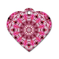 Twirling Pink, Abstract Candy Lace Jewels Mandala  Dog Tag Heart (one Sided)  by DianeClancy