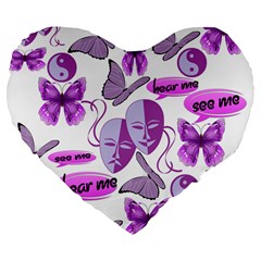 Invisible Illness Collage 19  Premium Heart Shape Cushion by FunWithFibro