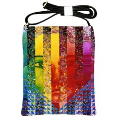 Conundrum I, Abstract Rainbow Woman Goddess  Shoulder Sling Bag by DianeClancy