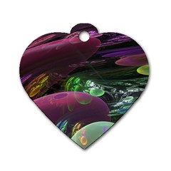 Creation Of The Rainbow Galaxy, Abstract Dog Tag Heart (two Sided) by DianeClancy