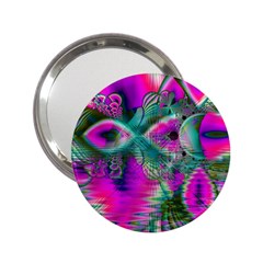 Crystal Flower Garden, Abstract Teal Violet Handbag Mirror (2 25 ) by DianeClancy