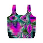 Crystal Flower Garden, Abstract Teal Violet Reusable Bag (M) Front