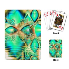 Golden Teal Peacock, Abstract Copper Crystal Playing Cards Single Design by DianeClancy