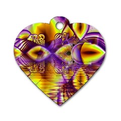 Golden Violet Crystal Palace, Abstract Cosmic Explosion Dog Tag Heart (one Sided)  by DianeClancy