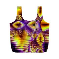 Golden Violet Crystal Palace, Abstract Cosmic Explosion Reusable Bag (m) by DianeClancy