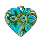 Crystal Gold Peacock, Abstract Mystical Lake Dog Tag Heart (One Sided)  Front