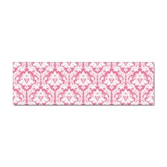 White On Soft Pink Damask Bumper Sticker by Zandiepants