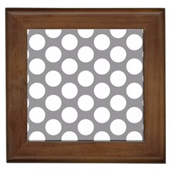 Grey Polkadot Framed Ceramic Tile by Zandiepants