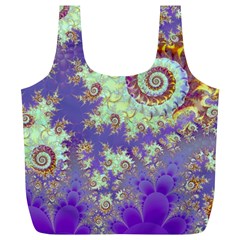 Sea Shell Spiral, Abstract Violet Cyan Stars Reusable Bag (xl) by DianeClancy