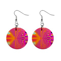 Magenta Boardwalk Carnival, Abstract Ocean Shimmer Mini Button Earrings by DianeClancy