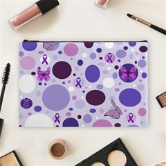 Purple Awareness Dots Cosmetic Bag (large) by FunWithFibro
