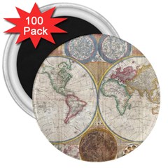 1794 World Map 3  Button Magnet (100 Pack) by StuffOrSomething