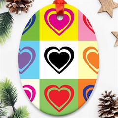 Hearts Oval Ornament (two Sides) by Siebenhuehner