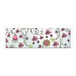 Pink whimsical flowers on blue Bumper Sticker Front