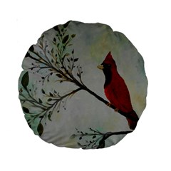 Sweet Red Cardinal 15  Premium Round Cushion  by rokinronda