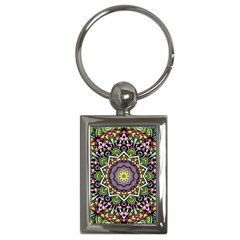 Psychedelic Leaves Mandala Key Chain (rectangle) by Zandiepants