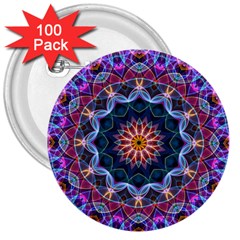 Purple Lotus 3  Button (100 Pack) by Zandiepants