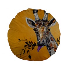 Giraffe Treat 15  Premium Round Cushion  by rokinronda